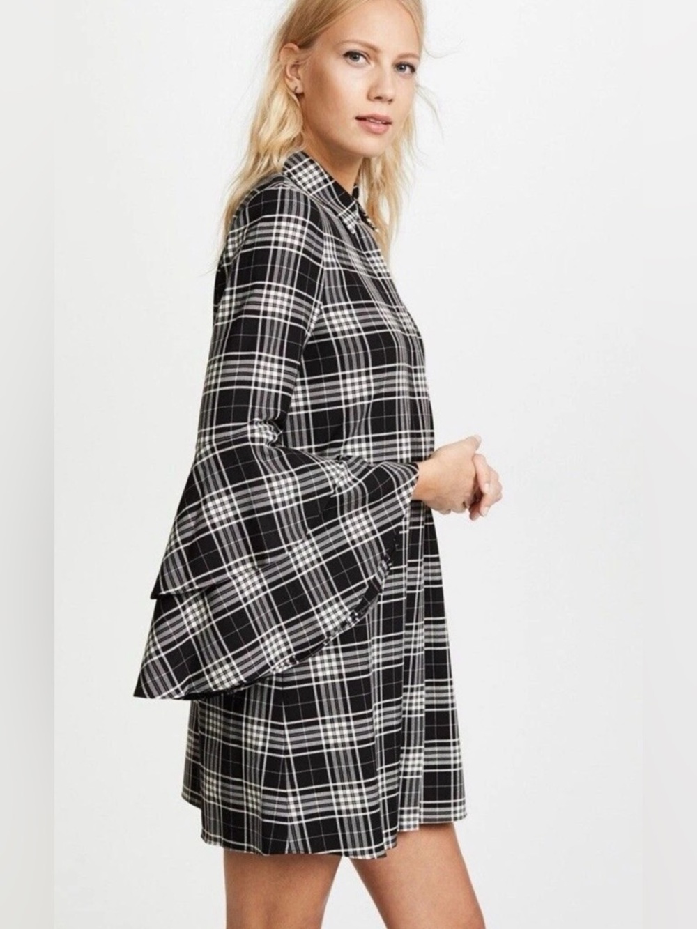 Alicia & Olivia Jem Double Trumpet-Sleeve Shirtdress ~ M